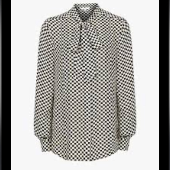 Reiss Cayley Print Check Blouse with Tie Neck - Picture 9 of 12